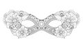 Vector Ornate Monochrome Mardi Gras Carnival Mask with Decorative Flowers Royalty Free Stock Photo