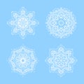 Vector ornate snowflake set. Illustration of white mandalas Royalty Free Stock Photo