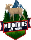 Vector Outdoor Adventure Inspiring Motivation Emblem logo illustration with desert bighorn sheep