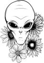 Vector outline alien head vector illustration design