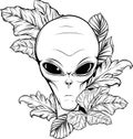 Vector outline alien head vector illustration design