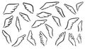 Vector outline angel or bird feather wing icon set Royalty Free Stock Photo