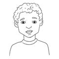 Vector Outline Avatar - Arabian Boy with Curly Hair