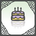 Vector outline birthday cake with candles icon. Modern logo and pictogram.