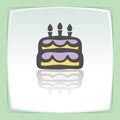 Vector outline birthday cake with candles icon. Modern logo and pictogram.