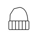 Vector outline black beanie hat icon. EPS 10. Royalty Free Stock Photo