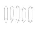 Vector outline black longboard icon set