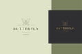 Vector outline of butterfly label for beauty cosmetology services and products line style