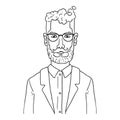 Vector Outline Character Hipster in Eyeglasses