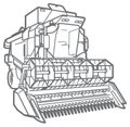 Vector outline combine-harvester Royalty Free Stock Photo