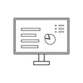 Vector outline computer screen with data. Vector outline compute Royalty Free Stock Photo