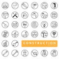 Vector of outline construction icons set. building, construction, home repair and renovation tools