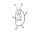 Vector outline cute funny alien, cartoon beetle in doodle style. Design element, clip atr on theme of UFO, space