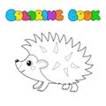 Vector outline of cute hedgehog isolated on white background. Co