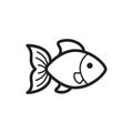Vector outline cute tiny fish icon. Isolated pictogram on white background