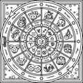 Vector outline cute Zodiac circle Horoscope Royalty Free Stock Photo
