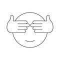 Vector Outline Emoticons. Hand, face, shy emoji, icon, EPS10