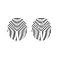 Vector outline fingerprint icon. Single thumbprint hand sign with dashed line. Biometric identity scan