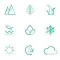Vector outline green nature web icon set design