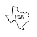 Vector outline hand drawn Texas state map Royalty Free Stock Photo