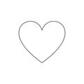 Vector Outline Heart Icon, Simple Love Symbol, Black Line Isolated.