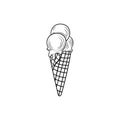 Vector outline ice cream cone isoalted on white background, simple icon template. Royalty Free Stock Photo