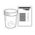 Vector outline illustration, biological material container, sperm analysis