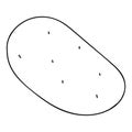 Vector outline illustration of a black fresh potato is on a white background