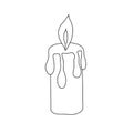 Vector outline illustration of a simple candle, isolated object on the white background, clipart useful for Christmas holidays dec