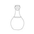 Vector outline illustration of witch poison bottle, fiol for making magic, cooking a potion, simple doodle hand drawn image Royalty Free Stock Photo