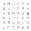 Vector outline line web icon set. Feeding and care Royalty Free Stock Photo