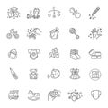 Vector outline line web icon set. Feeding and care Royalty Free Stock Photo
