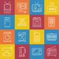 Vector outline minimal household appliances iconset