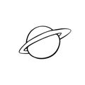 Vector outline Saturn, Planet, satellite, space object. Simple design element, icon, clip art on theme of cosmos, UFO