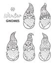Vector outline set with trolls gnomes