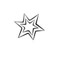 Vector outline star icon. Simple design element, clip art on theme of night sky, astronomy, space in doodle style Royalty Free Stock Photo