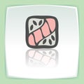 Vector outline sushi roll with raw fish japan food icon. Modern logo.