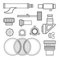 Vector outline telescope accessories collection Royalty Free Stock Photo