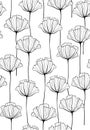 Vector outlined hand drawn flowers seamless