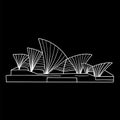 Vector outlined illustration of the Sydney Opera House in Sydney, Australia. Hand-drawn illustration of an ancient