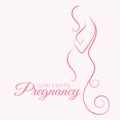 Vector outlined silhouette of expectant woman