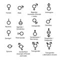 Vector outlines icons of gender symbols