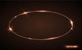 Vector oval frame with sparks and spotlight. Shining ellipse banner. Vector illustration isolated on black transparent background.