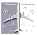 Vector overhead view airplanes set