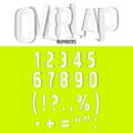 Vector Overlapping Numbers and Signs Set in Modern Paper Cut Style. Royalty Free Stock Photo