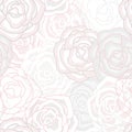 Vector Overlapping Pastel Pink, White, Gray Roses Fowers Floral. Background for textiles, cards, manufacturing