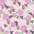 Vector Overlapping Pink Roses pattern background Royalty Free Stock Photo