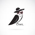 Vector of owl fashion design on white background. Birds. Animals. Owls wearing beautiful hats and glasses., Easy editable layered