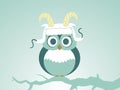 Vector Owls In Stylized Sheep Hat With Horns