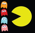 Vector Pac-Man with his enemies